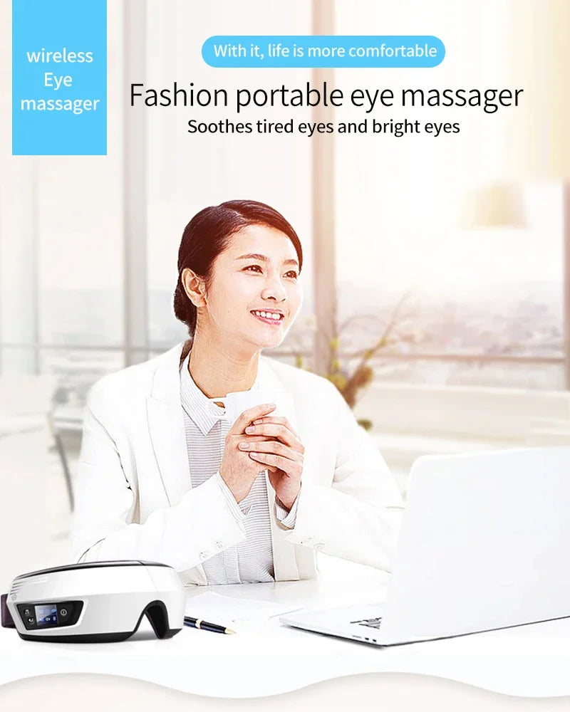 Eye Massager with Heat Vibration Eye Mask Bluetooth Music Airbag Care Device for Eye Strain Relief Dry Improve Sleep Facial