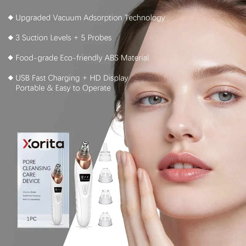 Blackhead Remover Pore Vacuum, Facial Pore Cleaner - 5 Suction Power, 5 Probes, USB Rechargeable