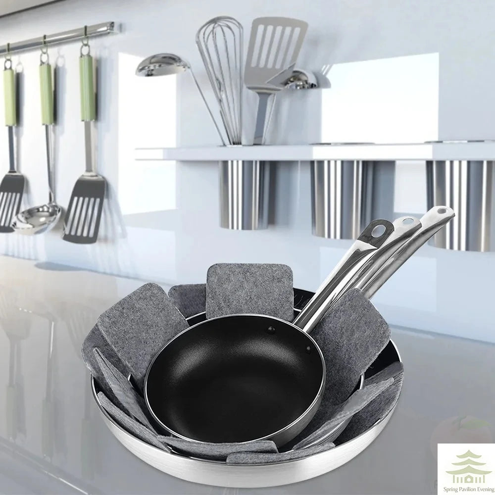 Pot and Pan Protectors 12Pcs Pot Dividers Pad Non-woven 3 Sizes Pans Separator Pads for Protecting Separators Pads Cookware