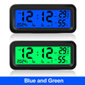 Digital Car Clock Solar/USB Powered with Date Week Temperature Humidity LCD Backlit Display Dashboard Automobile Stick-On Clock