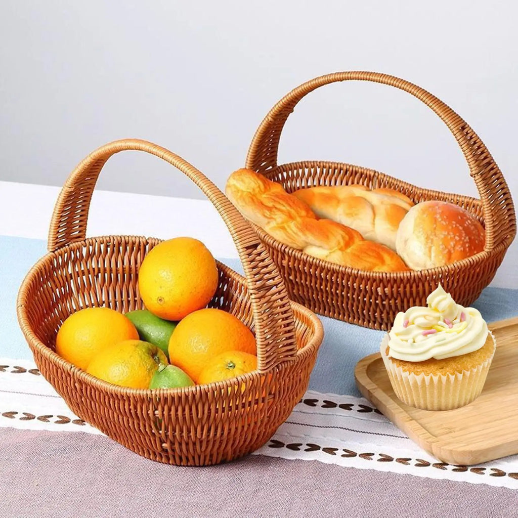 Storage Serving Basket Container Woven Grocery Baskets Picnic Basket Handwoven Storage Basket for Beach Shopping Hiking Kitchen