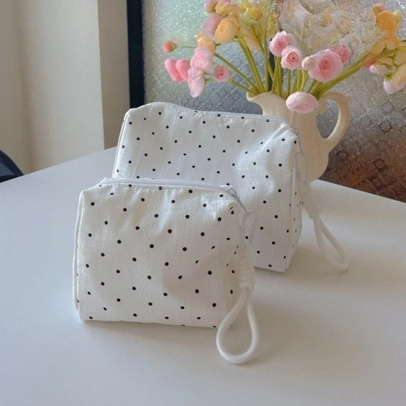Black Dot Makeup Bag for Women Cosmetic Organizer Pouch Sweet Style Toiletry Bag Case