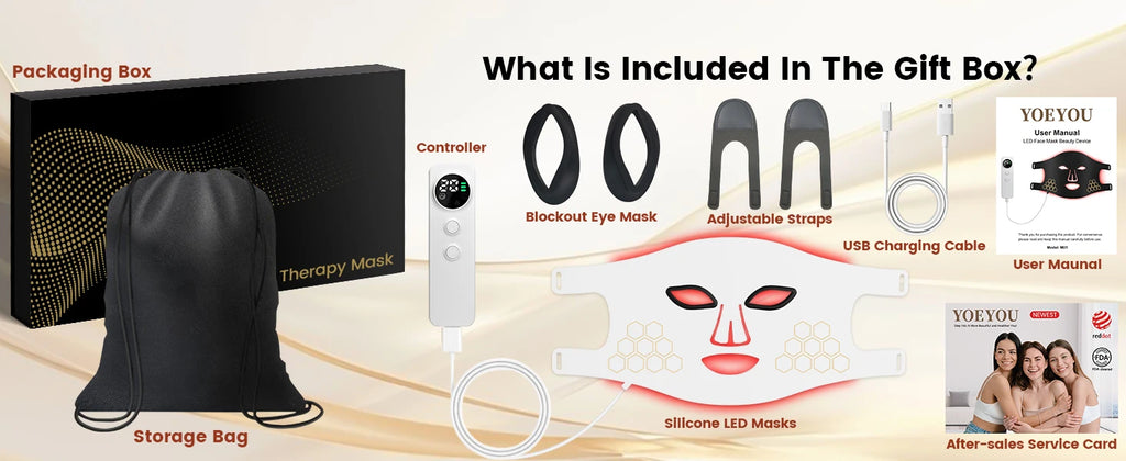 Hello Face LED Face Mask Light Therapy Red, Blue & Infrared Light Facial Skin Care Device with Eye Protection