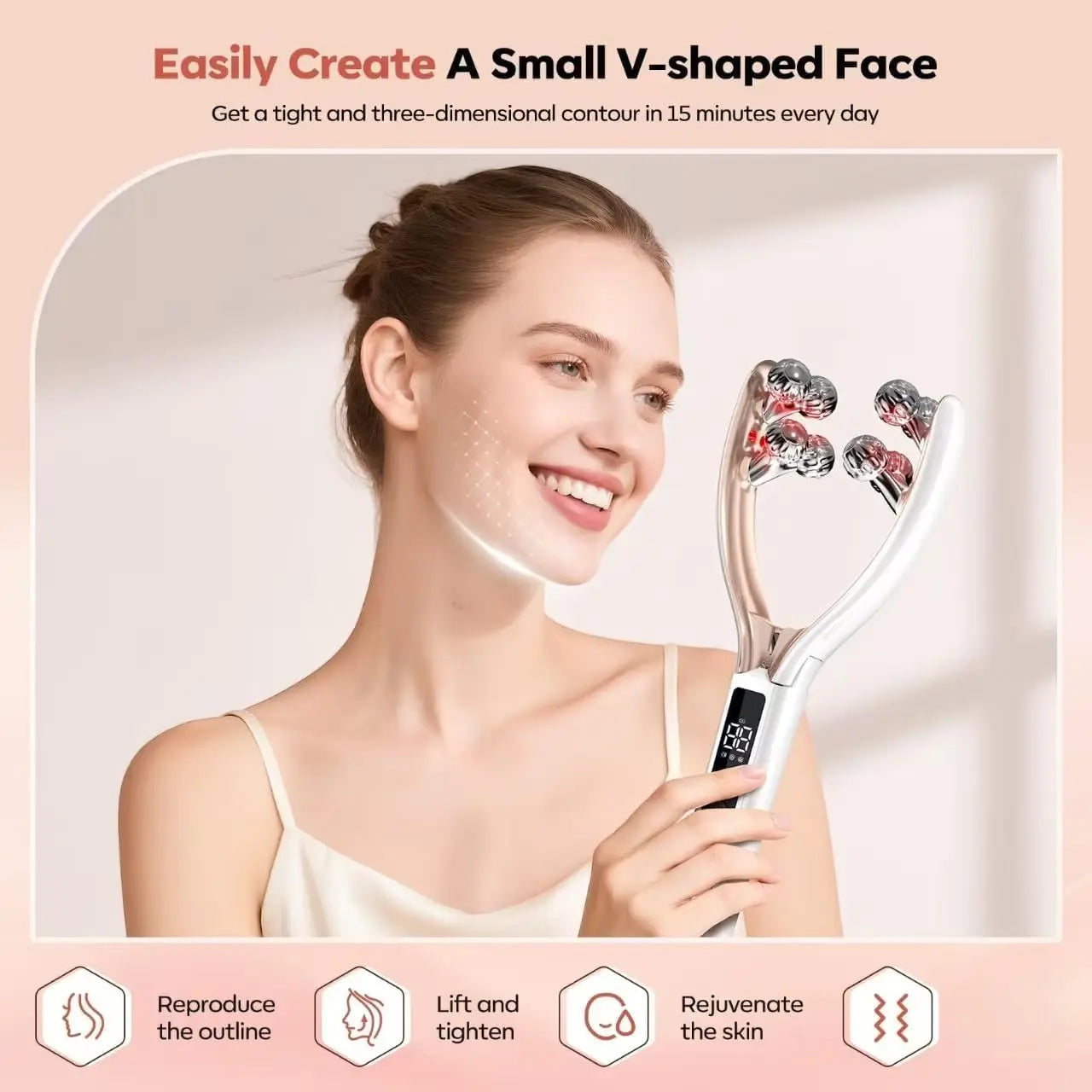 Facial Massager Microcurrent Facial Slimming Massager Slimming Massager for Face and Neck V‑Shape Lifting Roller Microcurrents