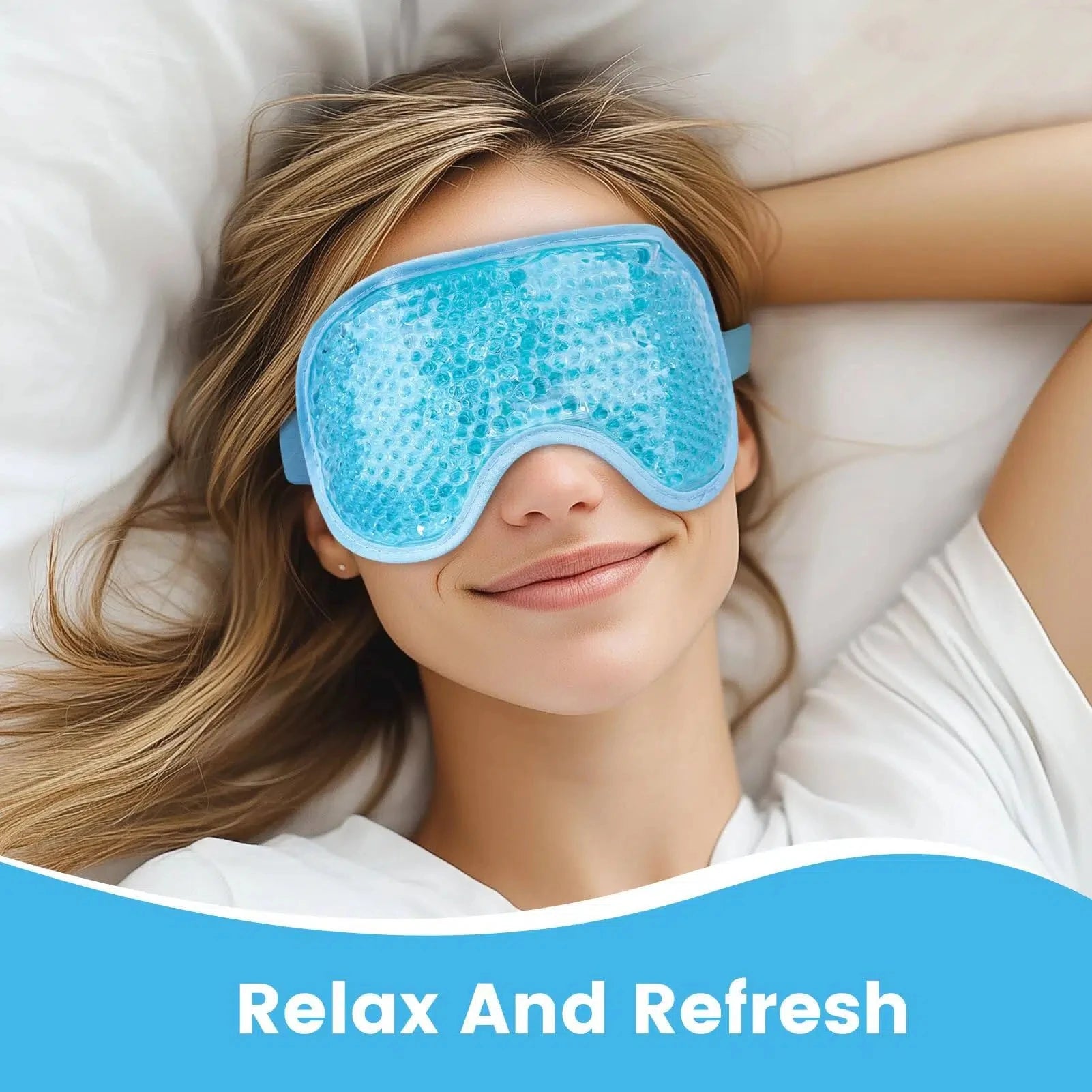 Cooling Eye Mask  with Gel Bead for Puffy Eyes Reusable Cold Compress Ice Pack for After Eyelid Surgery Tension Stress Relief