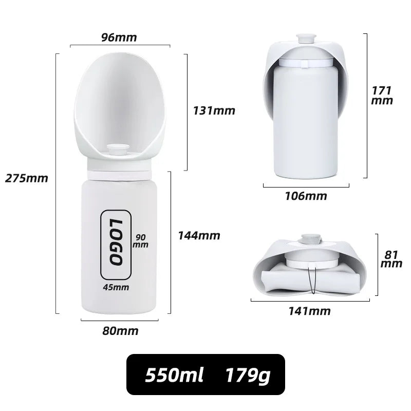 Pet Travel Water Bottle: Collapsible Dog Water Dispenser with Drinking Tray - Portable Leak-Proof Outdoor Hydration Solution