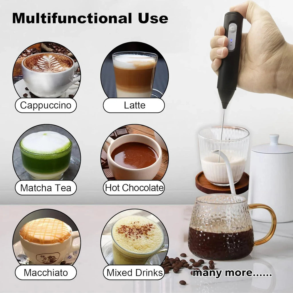 Electric milk frother, handheld egg beater, milk coffee mixer, 3-speed dual stick rechargeable cream frother, food mixer