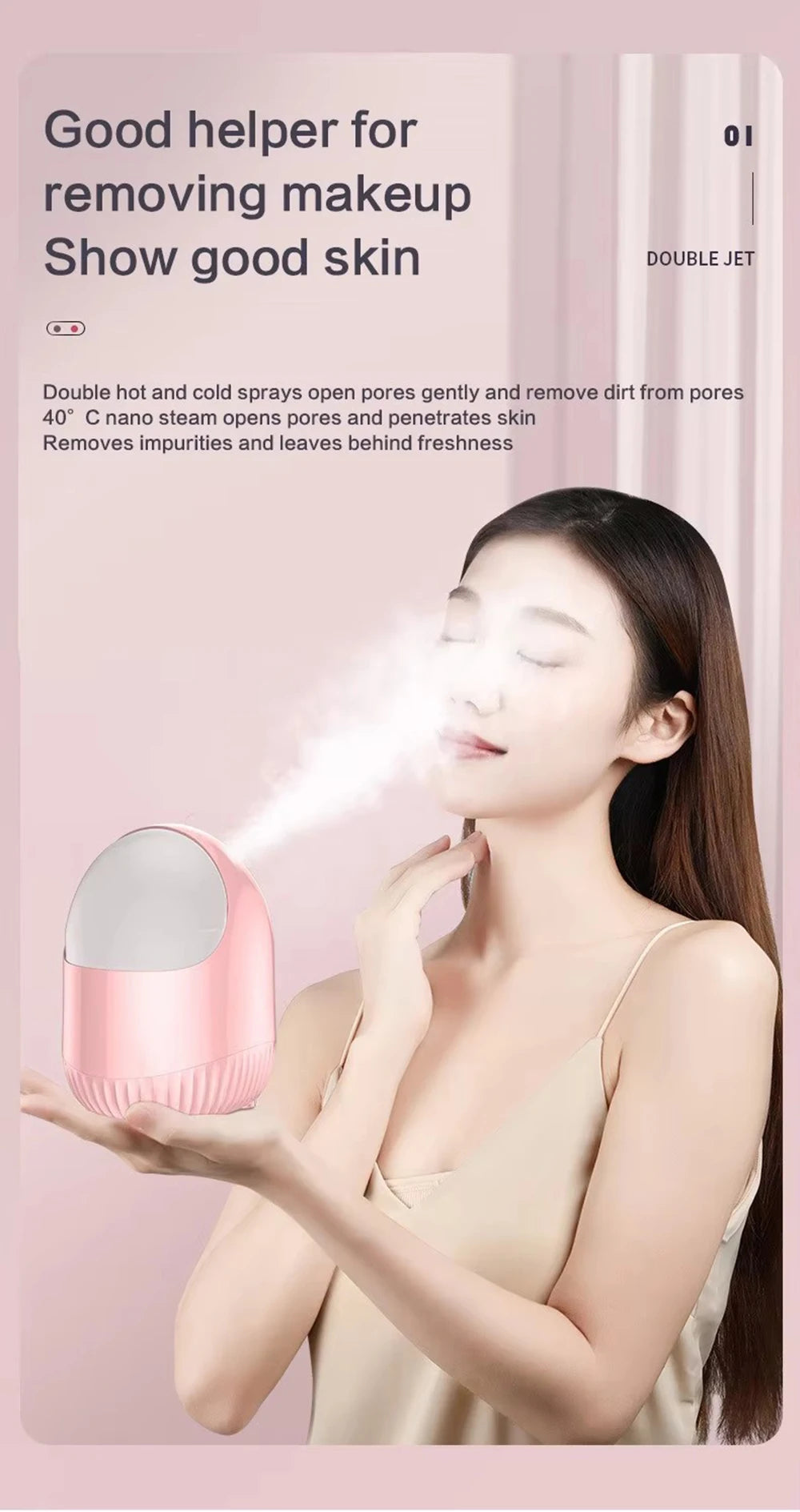 Face Steamer Nano Mist Sprayer Facial Steamer Cold & Hot Nebulizer Facial Sauna Humidifier For Pores Cleansing Moisturizing SPA
