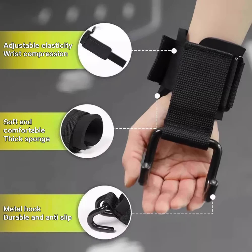 Gym Lifting Straps With Pull Up Hooks Thicken Cotton Adjustables Wrist Straps For Enhanced Grip Support For Men Women