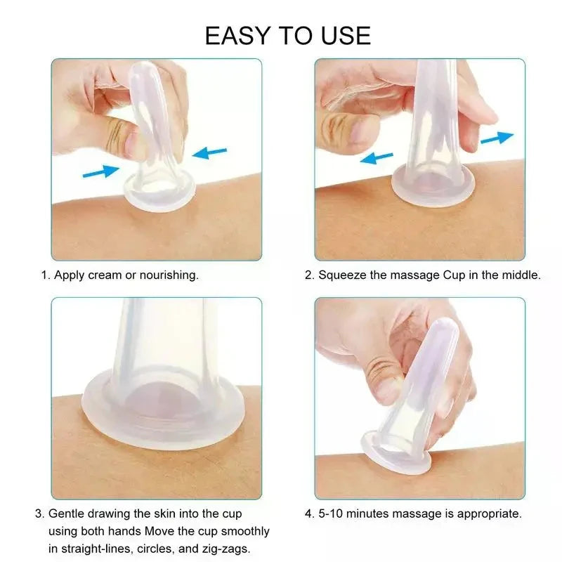 Facial Suction Cups Silicone Vacuum Cupping Massage Jars Anti Cellulite Massage Face Neck Lift Skin Scraping Guasha Anti Wrinkle