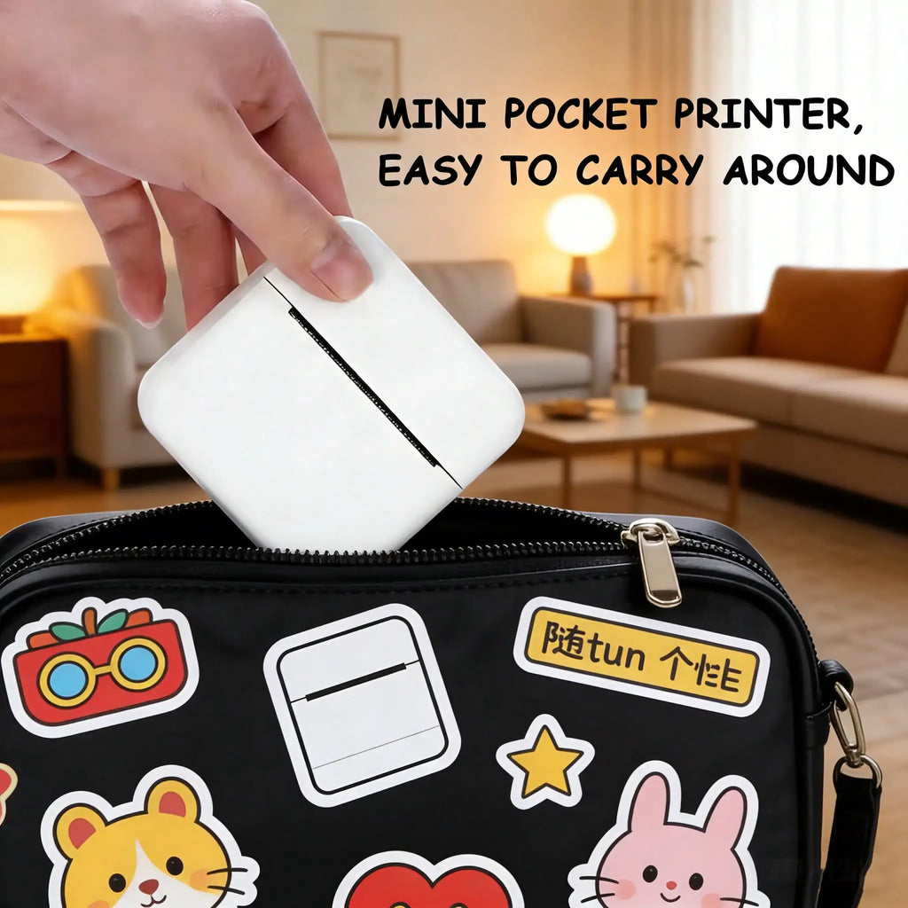 A Portable Wireless Mini Printer - Wireless Photo, Label, Memo Printer, Compact Thermal Printer