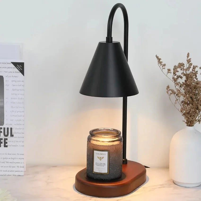 Electric Candle Warmer Lamp with Dimmer Wax Melting Light Creative Aromatherapy Table Wooden Base Bedside Decor Gifts 110V/230V