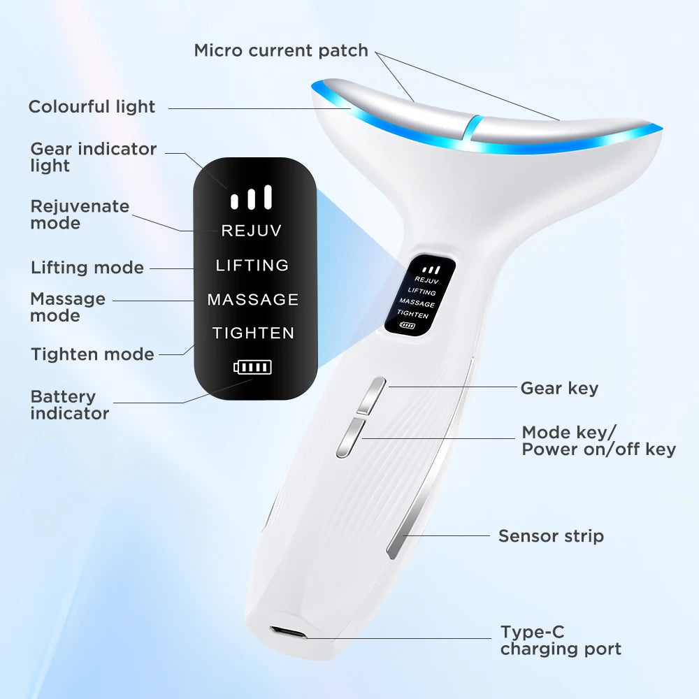 3 Massage Modes Microcurrent Neck Beauty Device Face Lifting Firming Massage Neck Beauty Instrument Tighten Skin Care Tool