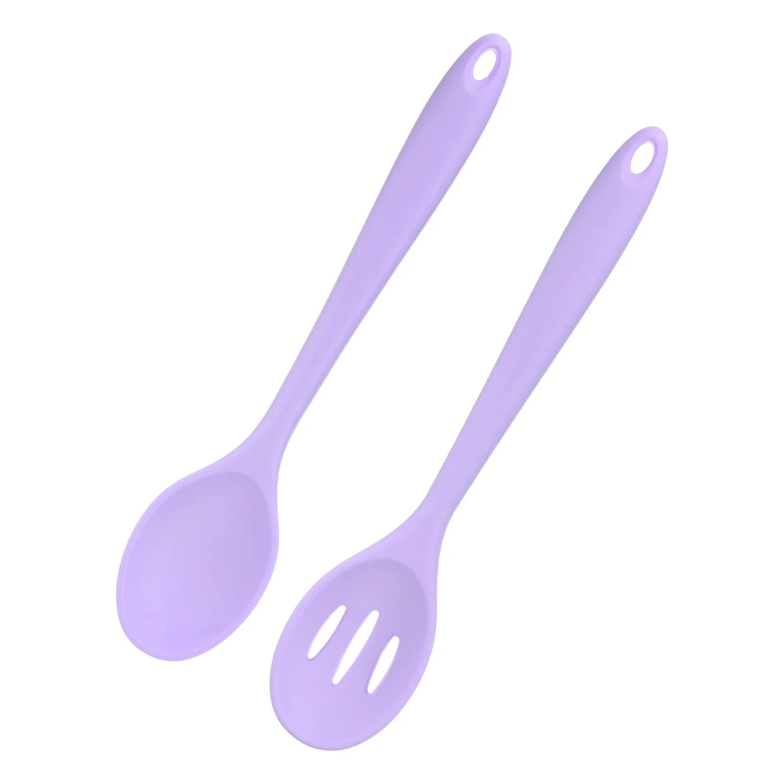 Silicone Cooking Spoons, Mixing Nonstick Slotted and Solid Serving Spoons, Heat Resistant Utensils for Kitchen/Cooking/Baking