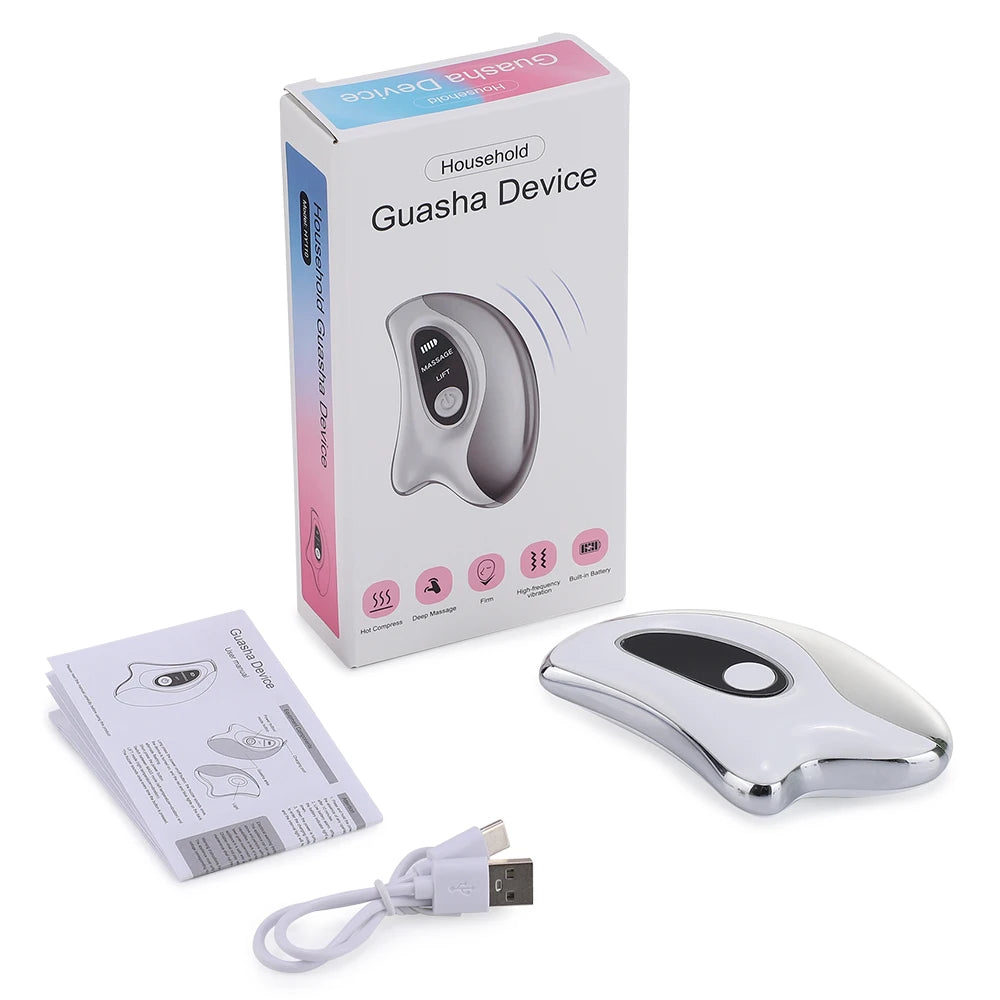 Electric GuaSha Face Hot Compress Vibration Massager Facial Lifting Double Chin Remove Guasha Board Scraping Neck Lift Machine