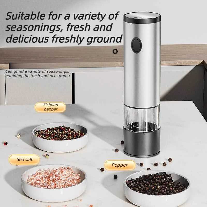 Electric Salt and Pepper Grinder Set USB Rechargeable Spice Mill Adjustable Coarseness for Kitchen Cooking BBQ Seasoning Use