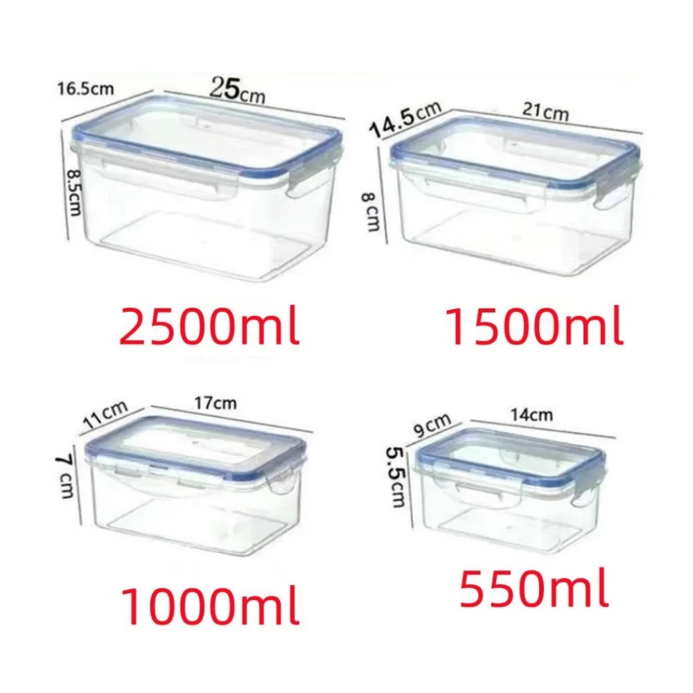 1/4pack Food Storage Containers Transparent Kitchen Organization Boxes with Lids Stackable Fridge Pantry Storage Bins for Grains