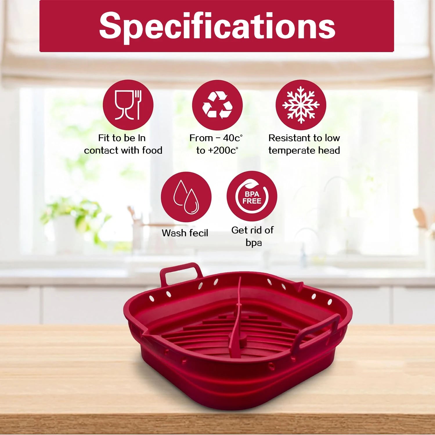 Air Fryer Accessories Set Kit Inculding 20-23cm Silicone Basket and Airfryers Utensils for for Cosori 5.5L - Cecotec 6L 6.5L