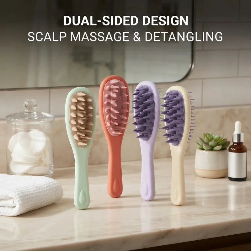 Scalp Massage Shampoo Brush Soft Bristle Hair Washing Comb Anti-Slip Handle Wet Dry Use for Exfoliating Dandruff Scalp Care Tool