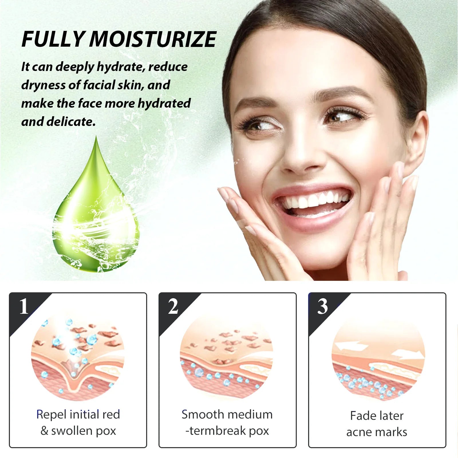 Acne Face Cream Pimple Treatment Oil Control Repair Redness Remove Blackhead Smooth Hydrating Moisturizing Pore Shrinking Serum