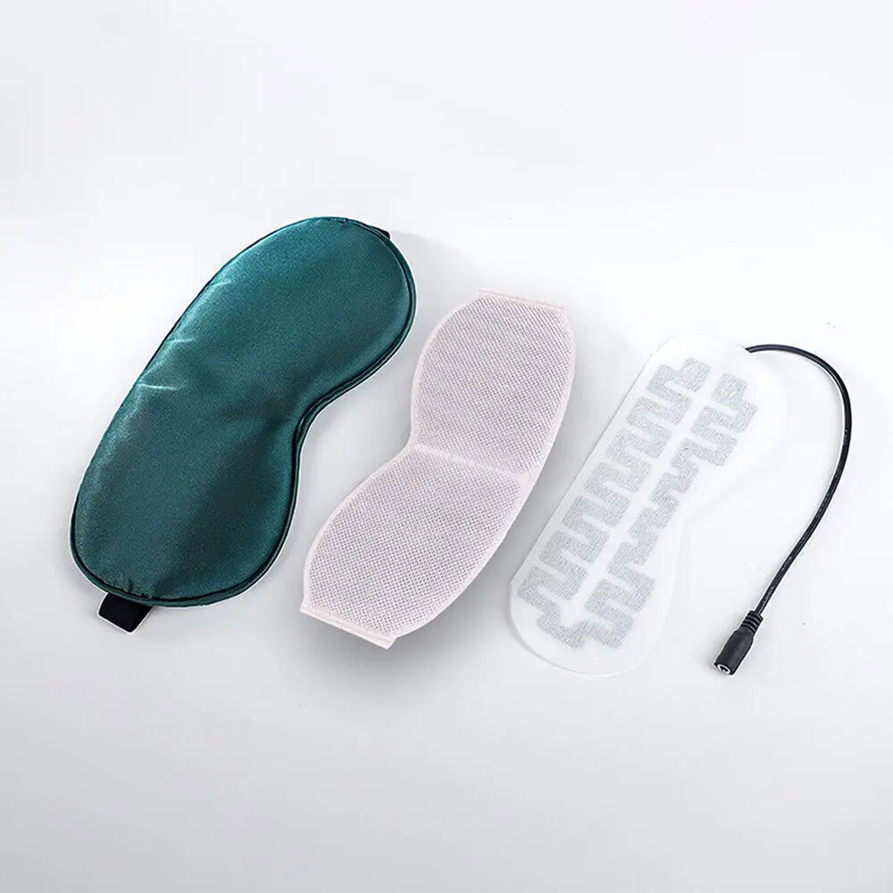 New Electric USB Heated Eye Mask Adjustable Compress Silk Sleep Eye Cover Heated Temp Control Dry Eyes Heating Pad