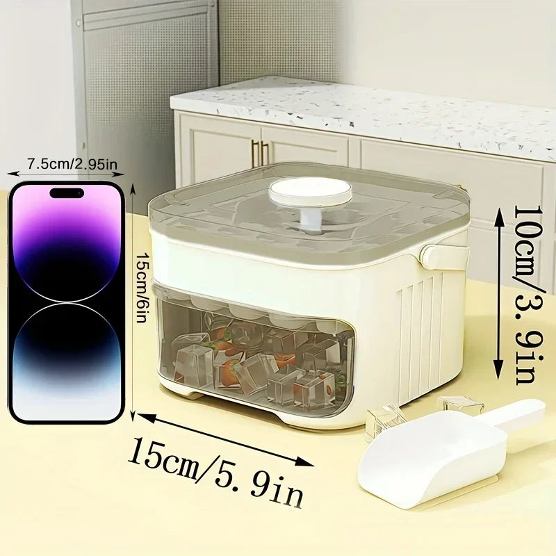 2-Layer Ice Cube Tray with Lid, Large Capacity & Space-Saving, Perfect for Small Freezers. Easy Make & Store.