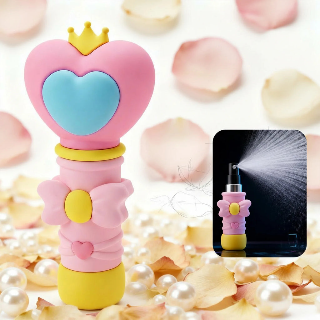 1Pcs 5ml Portable Refillable Spray Bottle Heart-Shaped Wand Sprayer, Mini Makeup and Hydrating Mist, Cute Travel-Size Bottle