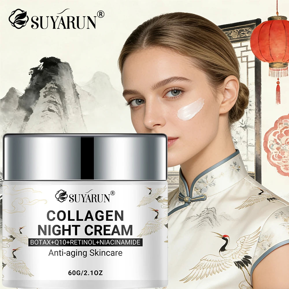 SUYARUN Night Repair Cream - Collagen Booster with Niacinamide & Ginger, Anti-Aging, Brightening & Moisturizing Face Cream.