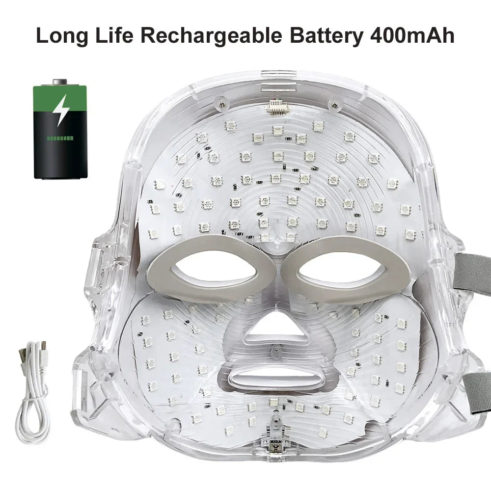 LED Face Mask Light Therapy 7 Colors Light Therapy Mask Skin Rejuvenation Tightening for Skin Care Anti Acne Wrinkles Whitening
