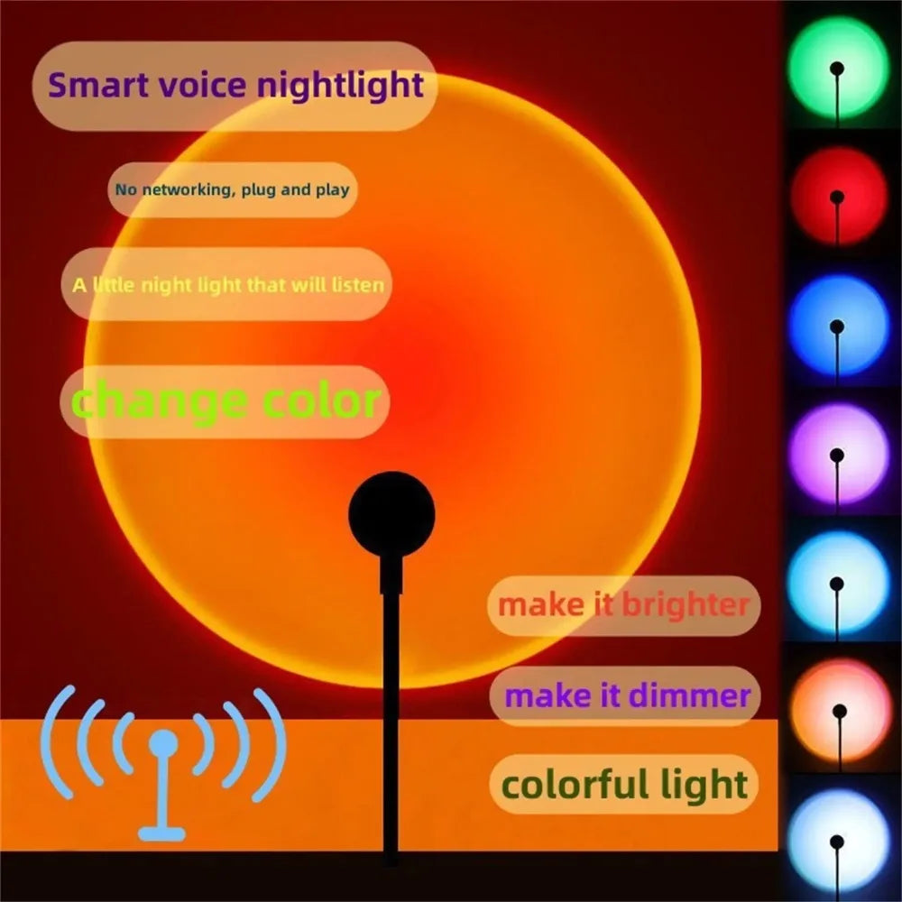 Sunset Projector Night Light USB Powered Ambient Lamp for Bedroom Living Room Home Decor Relaxing Mood Lighting Wall Decor