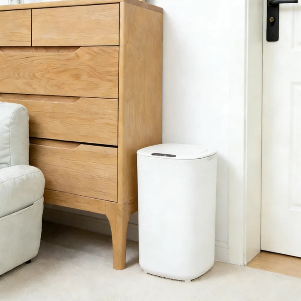 Smart Sensing Trash Can Automatic White Trash Can Kitchen Bathroom Waterproof 12L Electric Trash Can