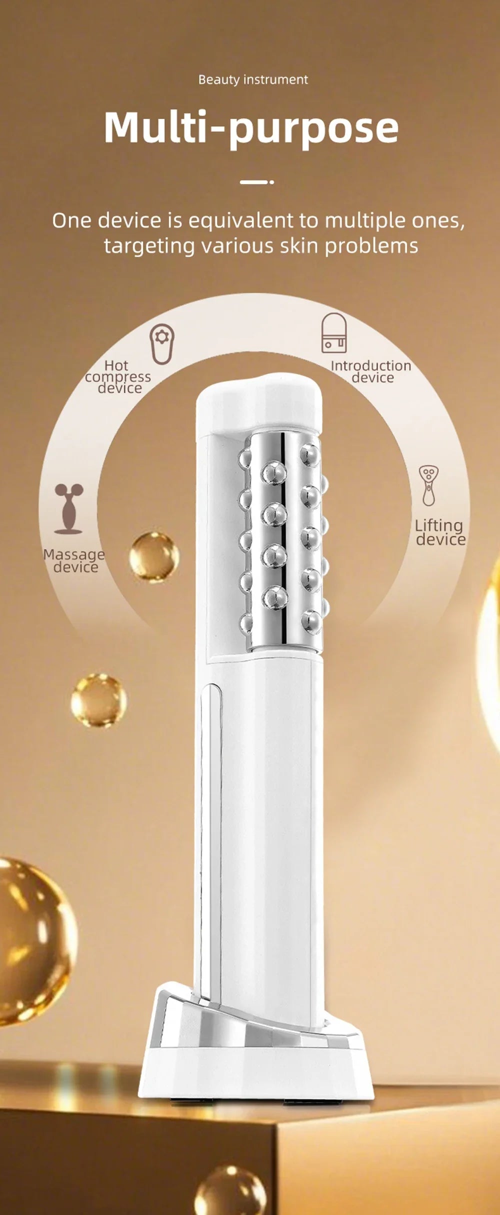 New Arrival 3D Electric 360 Rotation Roller Face Lifting Machine Heating Roller EMS Facial Vibrator Body Massager Skin Care Tool