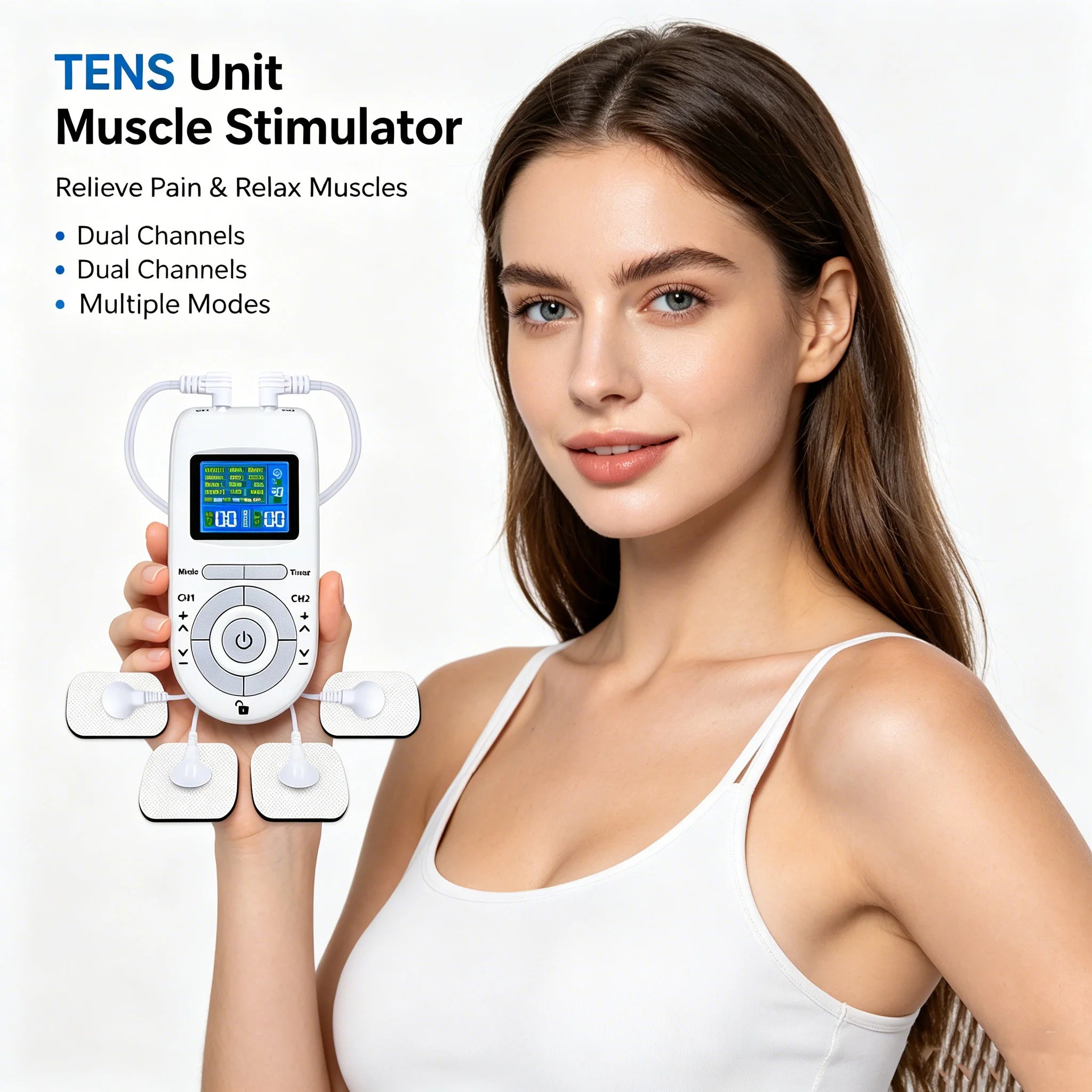Tens EMS Muscle Stimulator 12-Mode Electric Acupuncture Body Massage Digital Slimming Machine Electrostimulator Pain Relief