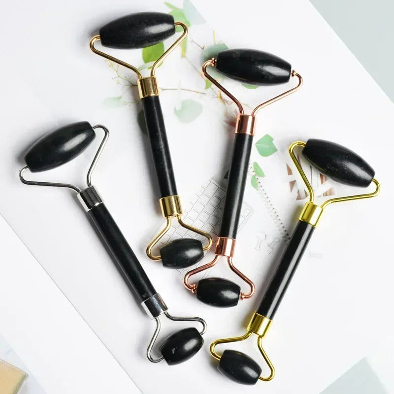 Natural Obsidian Black Face Jade Roller Facial Massage Tool for Skin Care Black Face Massage Roller Facial Massager