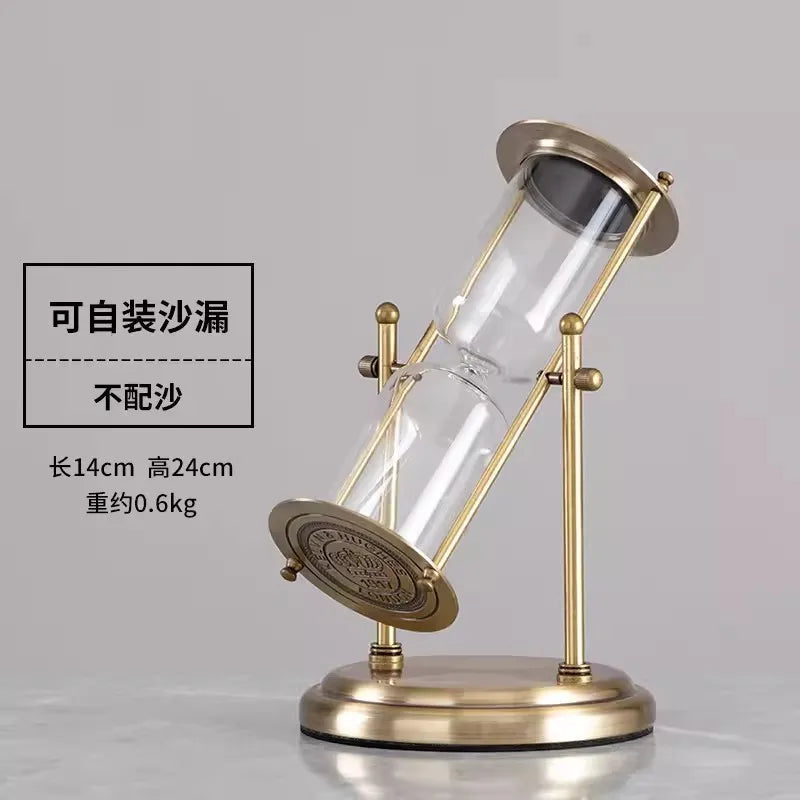 Metal Hourglass Bottle Self-contained Sand Empty Bottle Retro Bedroom Study Desk Office Decoration Creative Hourglass Clock