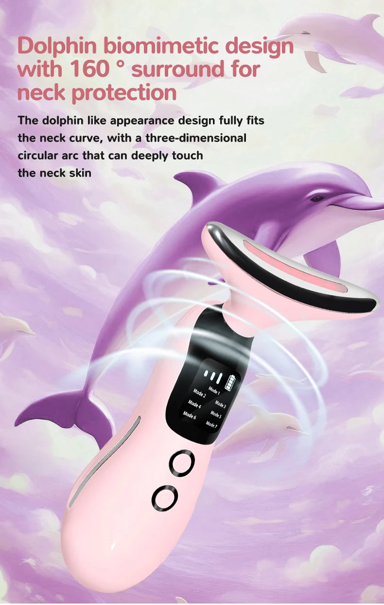 7 Colors LED Lights Face Neck Beauty Device Vibration Massage Improve Neck Lines Reduce Double Chin Neck Lifting Massager