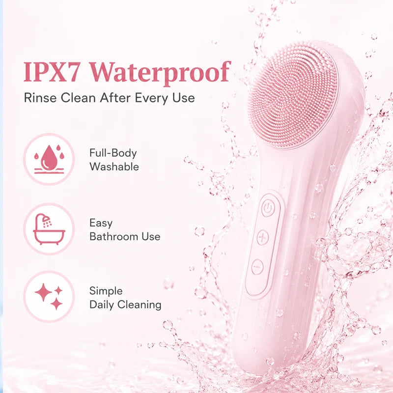 Sonic Waterproof Silicone Facial Cleansing Brush Rechargeable Vibrating Exfoliating Deep Clean Face Cleanser
