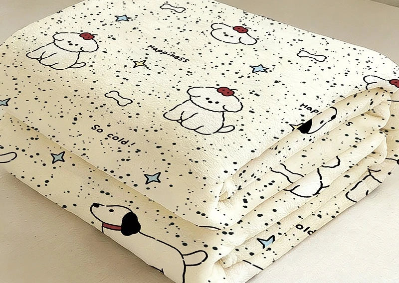 Cute Cartoon Animal Print Flannel Throw Blanket Soft Lightweight Multi Purpose Cover All Season Portable Blanket