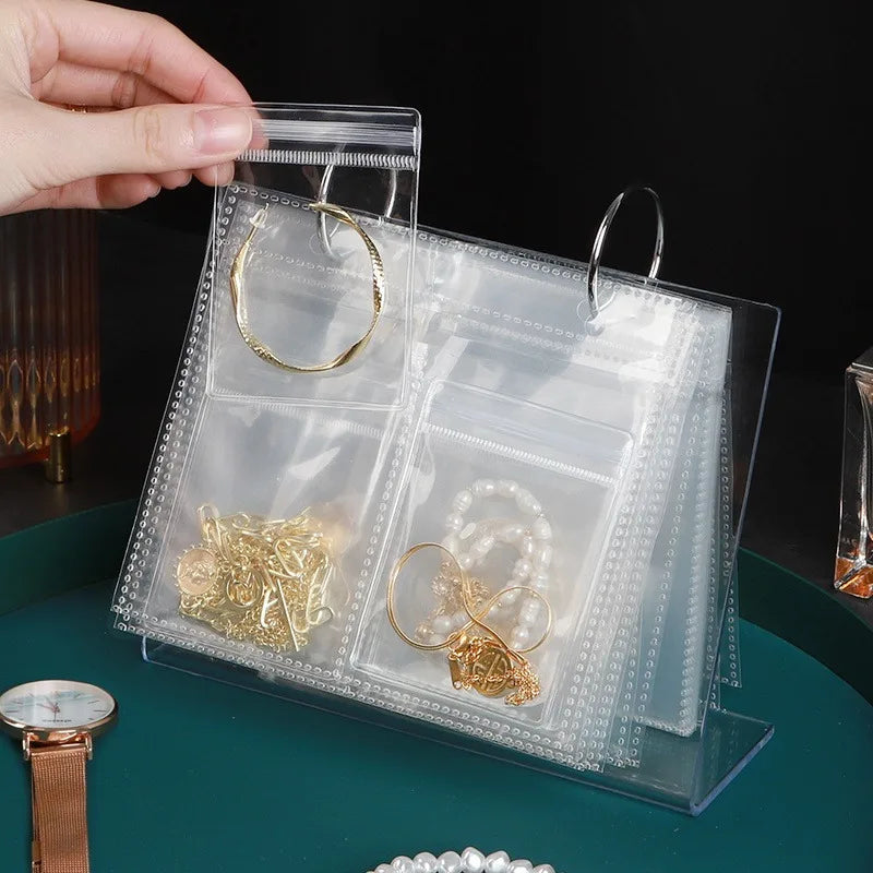 Jewelry Organizer with  Adjustable Grids - Dustproof & Anti-Oxidation Packing Bag/Display Stand for Jewelry Making Supplies
