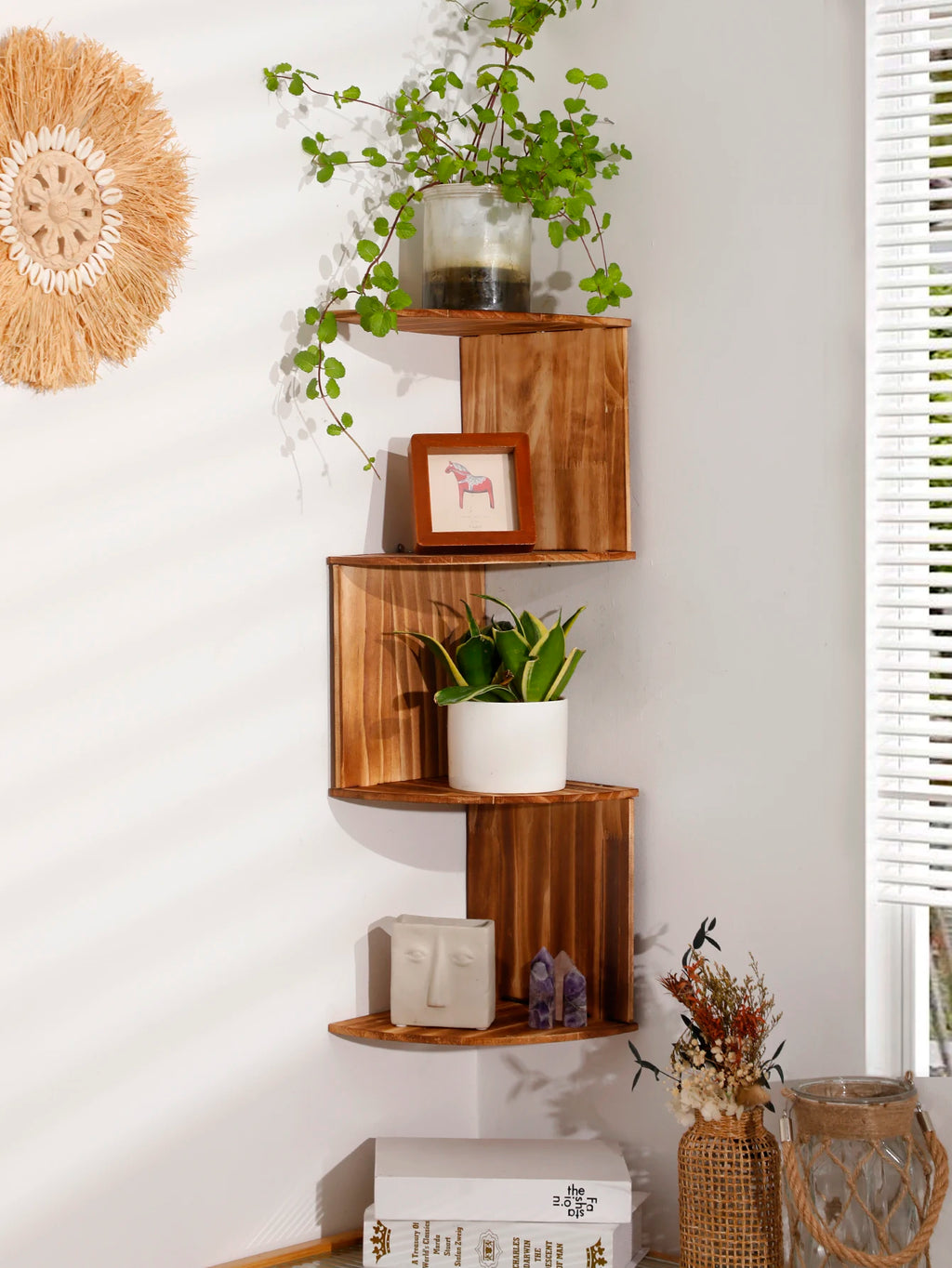 Wooden Corner Shelf Floating Shelves ,Wall Shelf,Corner Bookshelf,Home Kitchen Organizers Storage Living Room Decorations