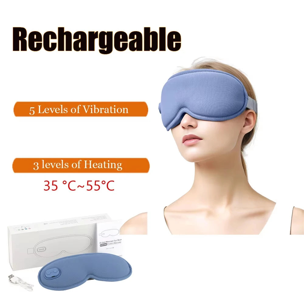 Cordless Heated Eye Mask - 3 Levels Hot Compress, Intelligent Timing Electric Mask for Dry Eyes Relief & Sleeping