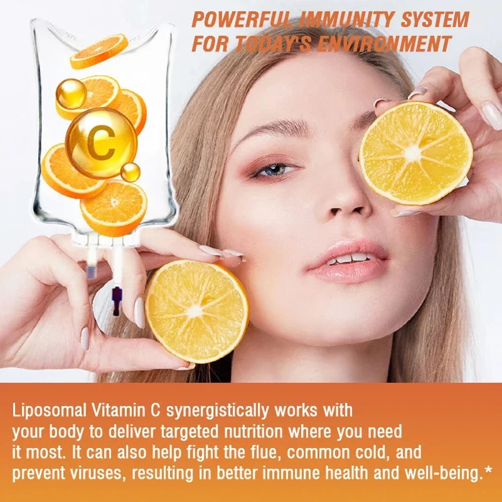 Natural Liposomal Vitamin C - Immune System & Collagen Booster, High Absorption, Skin Vitamins, Vegeterian, Vegan, Non-GMO