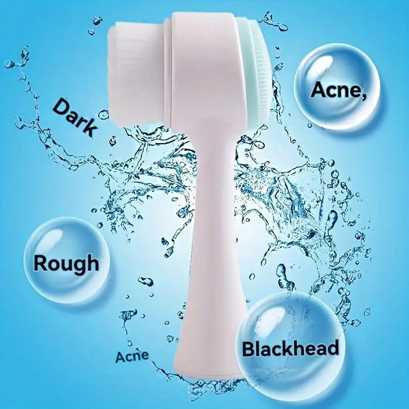 Silicone Facial Cleansing Brush, Double-Sided Deep Clean & Exfoliating Face Scrubber for Glowing Skin, Skin Care Tool