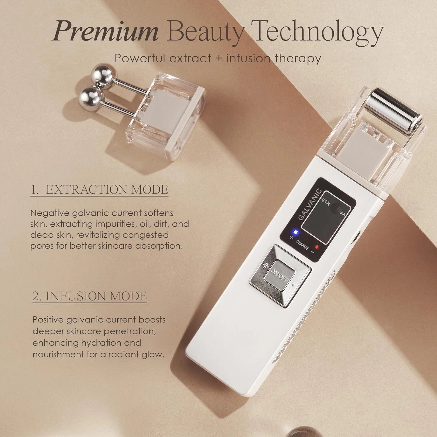 2 In 1 Galvanic Face Lifting Roller Skin Care Reduce Wrinkles Skin Tightening Deep Pore Clean Microcurren Rejuvenation Device