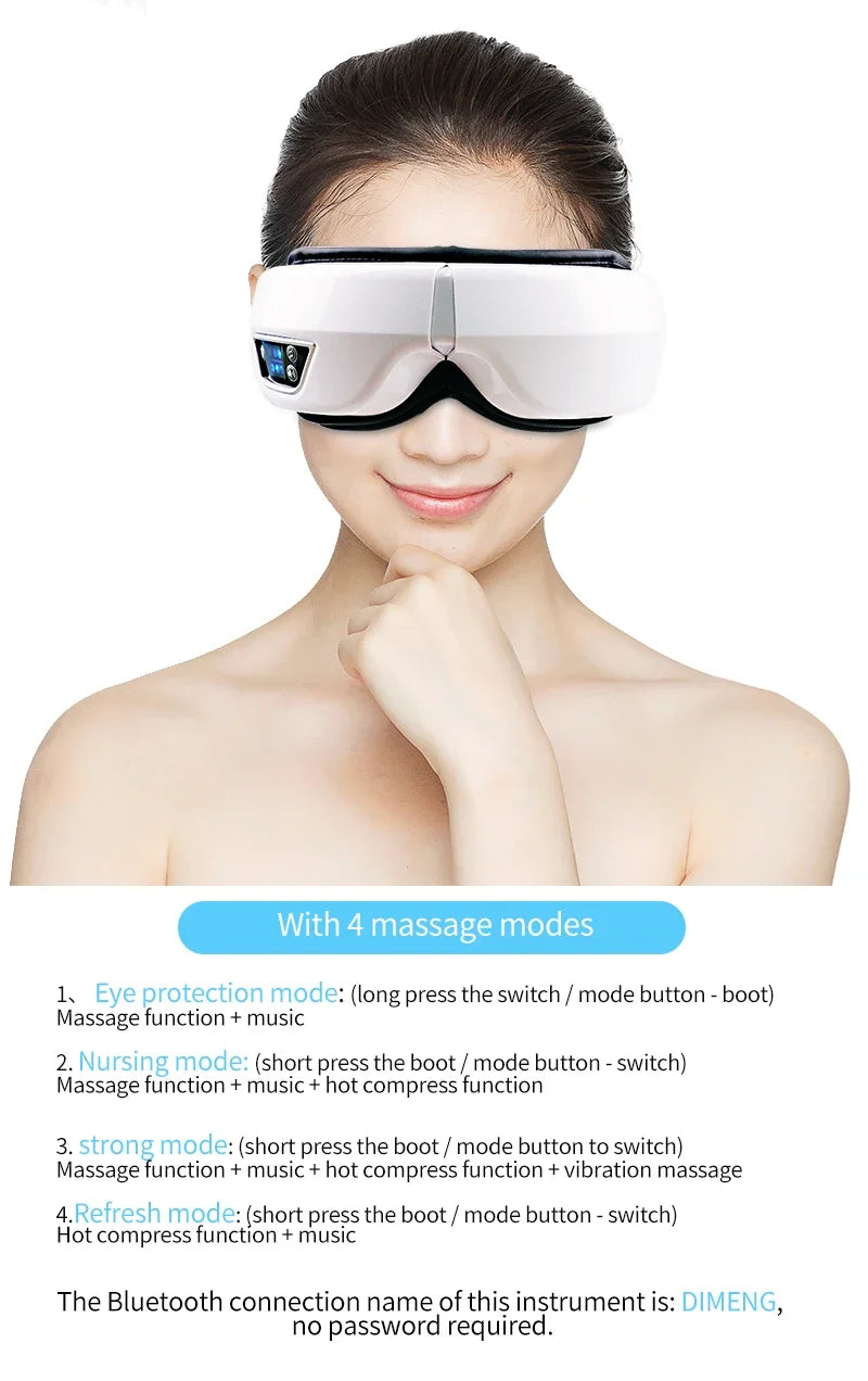 Eye Massager with Heat Vibration Eye Mask Bluetooth Music Airbag Care Device for Eye Strain Relief Dry Improve Sleep Facial