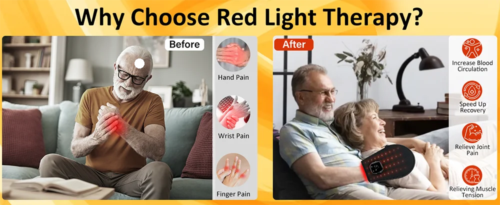 Red Light Therapy for Hand Pain Relief with 660nm Red & 850nm Infrared Light,Rechargeable LED Near Infrared Light Therapy Glove