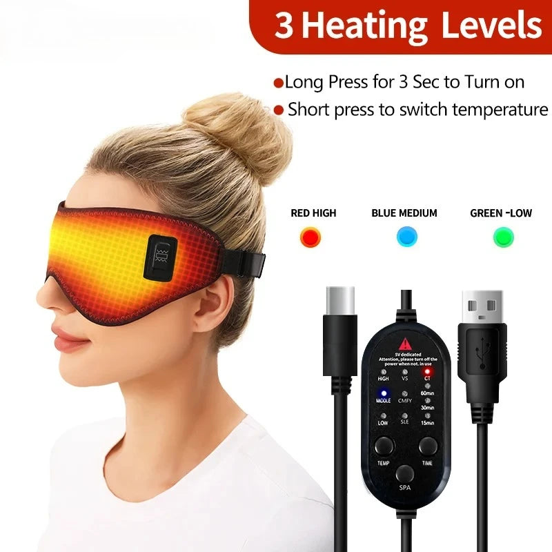 Portable Electric Heated Eye Mask Eye Massager Dark Circle Relief Sleep Improvement Mental Relaxation Stress Fatigue Reduction
