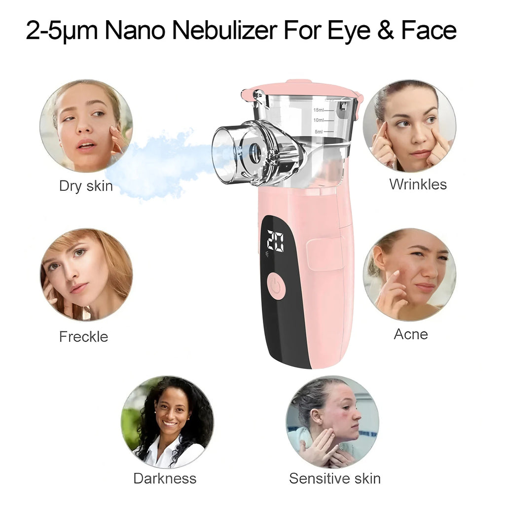 Nano Cold Spray Hydrating Apparatus - Mini Portable Facial Steamer Beauty Skin Care Humidifier