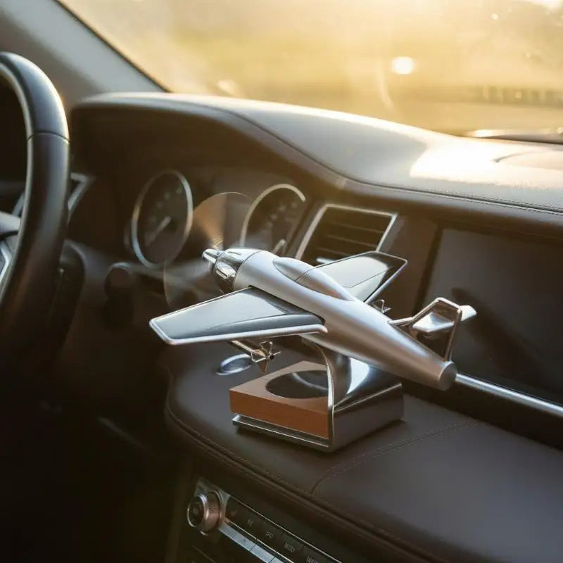 Essential Oil Diffuser With Solar Airplane Wooden Base Car Air Freshener Aromatherapy Long Lasting Fragrance Decorative Interior