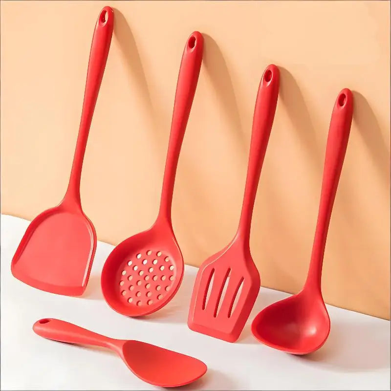 Silicone Kitchen Utensil Set, Food-grade Silicone, Including A Soup Ladle, Spatula, Rice Spoon, And Mixing Spoon